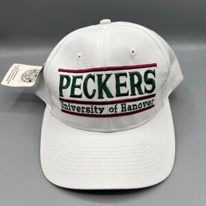 Vintage University of Hanover Peckers Hat Men White‎ The Game Snap Back Cap New